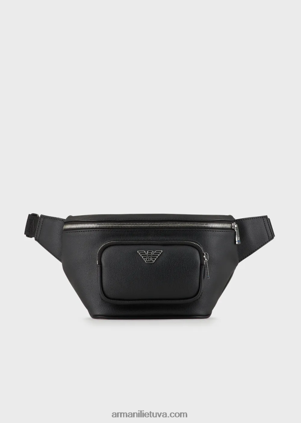 vyrų juodas Armani diržinis krepšys su erelio plokštele 02482X1967