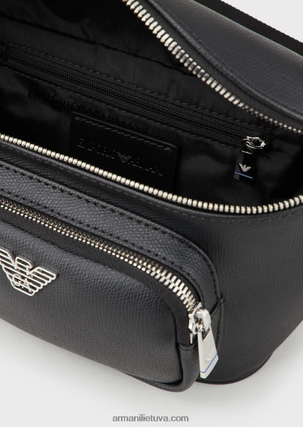 vyrų juodas Armani diržinis krepšys su erelio plokštele 02482X1967