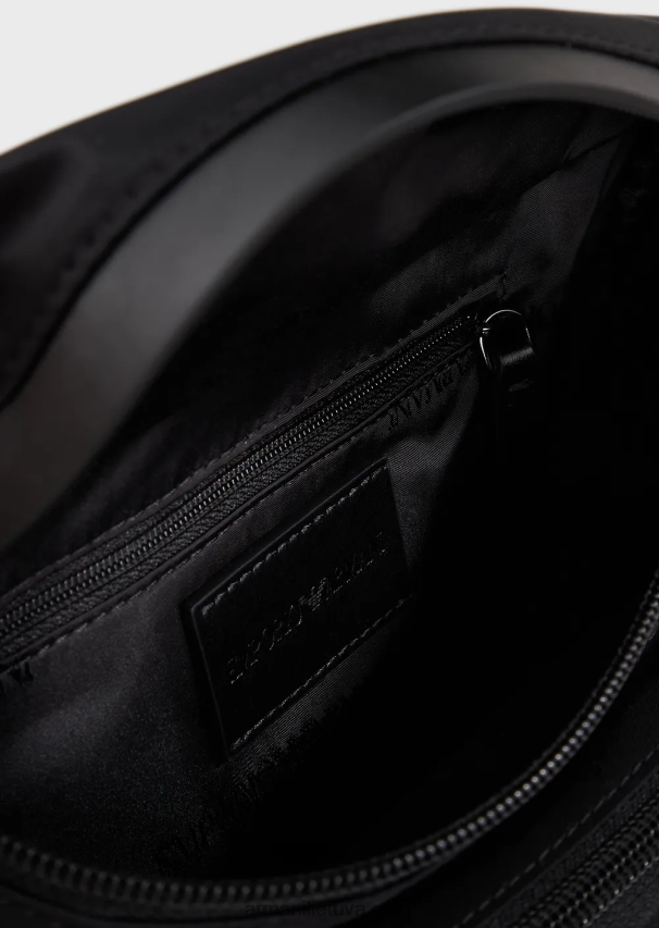 vyrų juodas Armani perdirbto nailono diržo krepšys 02482X1968