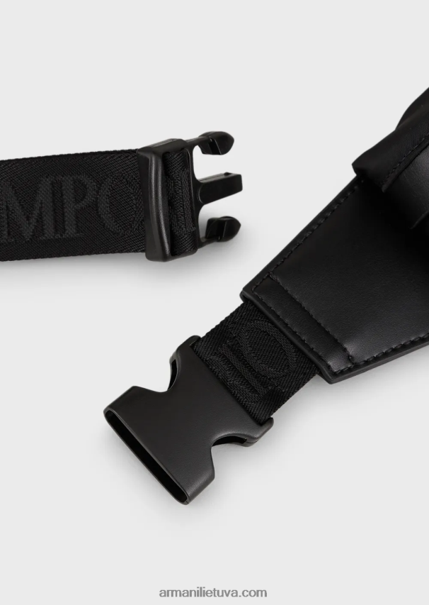 vyrų juodas Armani perdirbto nailono diržo krepšys 02482X1968