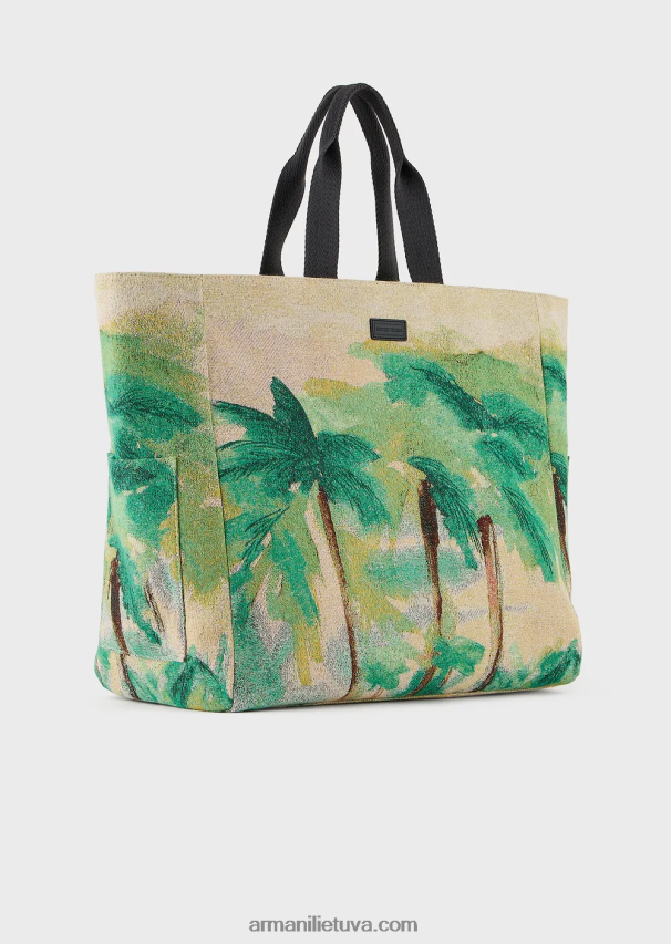 vyrųArmani apverčiamas nailoninis pirkėjo krepšys su delno atspaudais 02482X1989