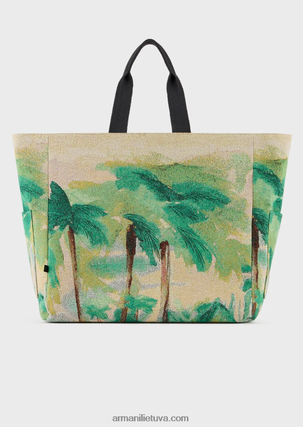 vyrųArmani apverčiamas nailoninis pirkėjo krepšys su delno atspaudais 02482X1989