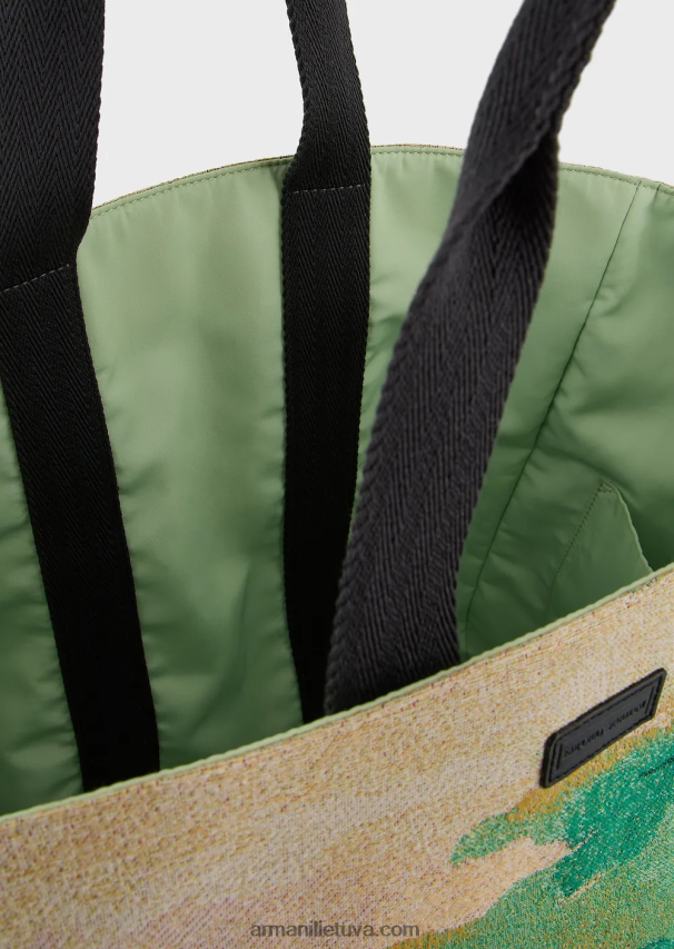 vyrųArmani apverčiamas nailoninis pirkėjo krepšys su delno atspaudais 02482X1989