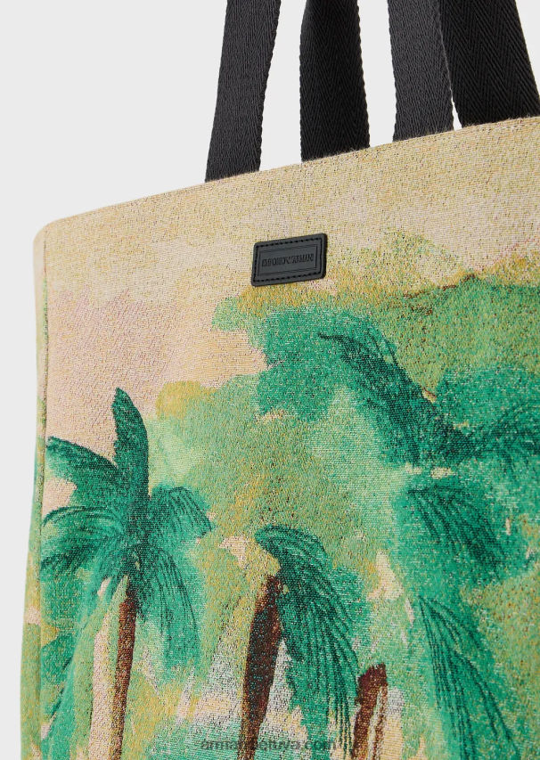 vyrųArmani apverčiamas nailoninis pirkėjo krepšys su delno atspaudais 02482X1989