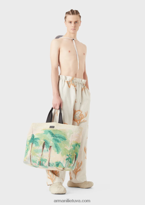 vyrųArmani apverčiamas nailoninis pirkėjo krepšys su delno atspaudais 02482X1989