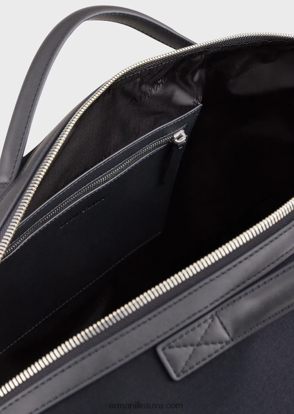 vyrųArmani drobinis savaitgalio krepšys su odinėmis detalėmis 02482X1993