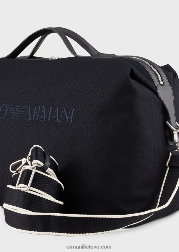 vyrųArmani drobinis savaitgalio krepšys su odinėmis detalėmis 02482X1993
