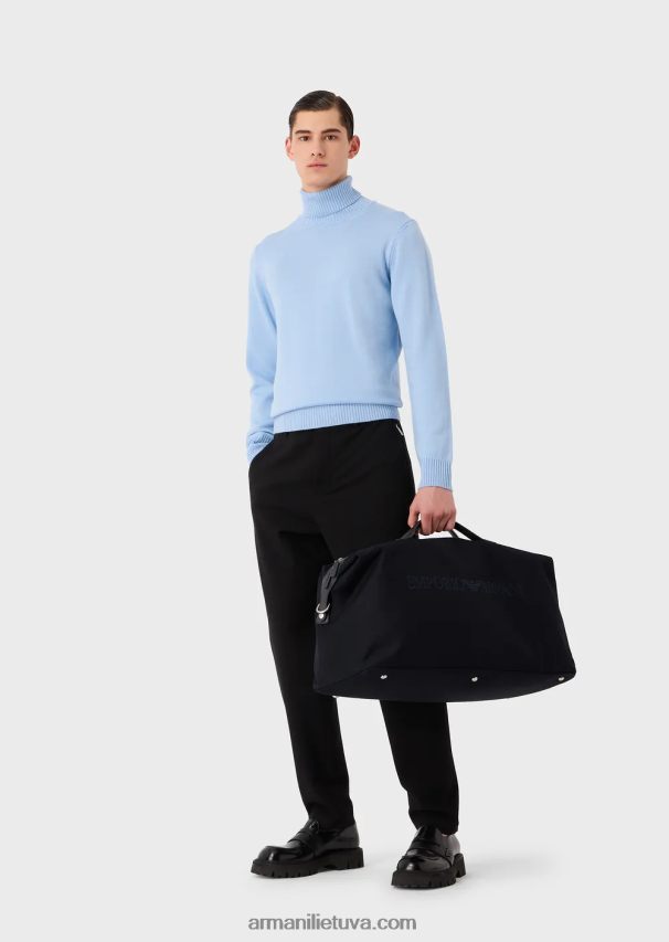 vyrųArmani drobinis savaitgalio krepšys su odinėmis detalėmis 02482X1993