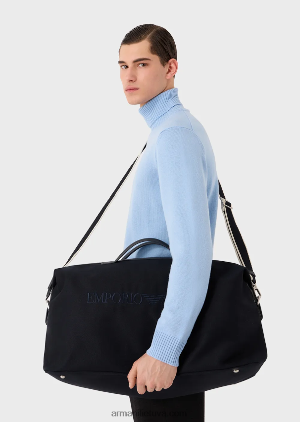 vyrųArmani drobinis savaitgalio krepšys su odinėmis detalėmis 02482X1993