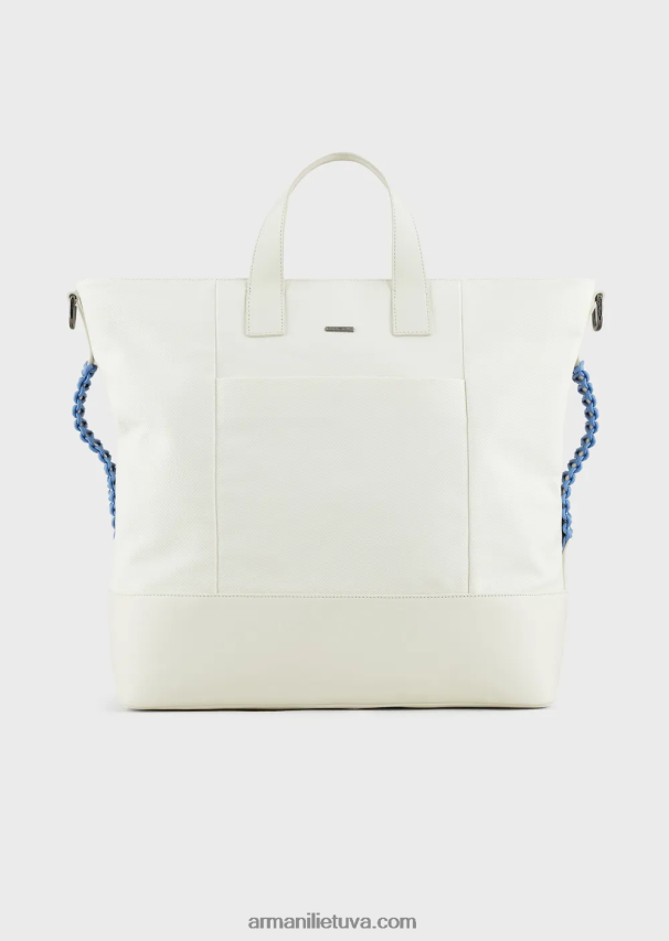 vyrųArmani perdirbtas ruoželinis pirkėjo krepšys su odinėmis detalėmis 02482X1988