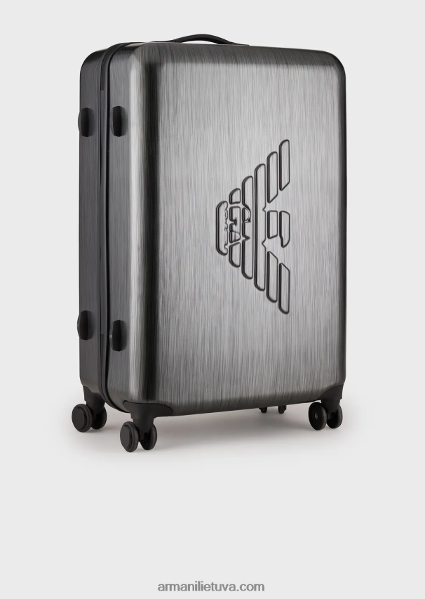 vyrų pilka Armani abs didelis vežimėlio krepšys su dideliu reljefiniu ereliu 02482X1995