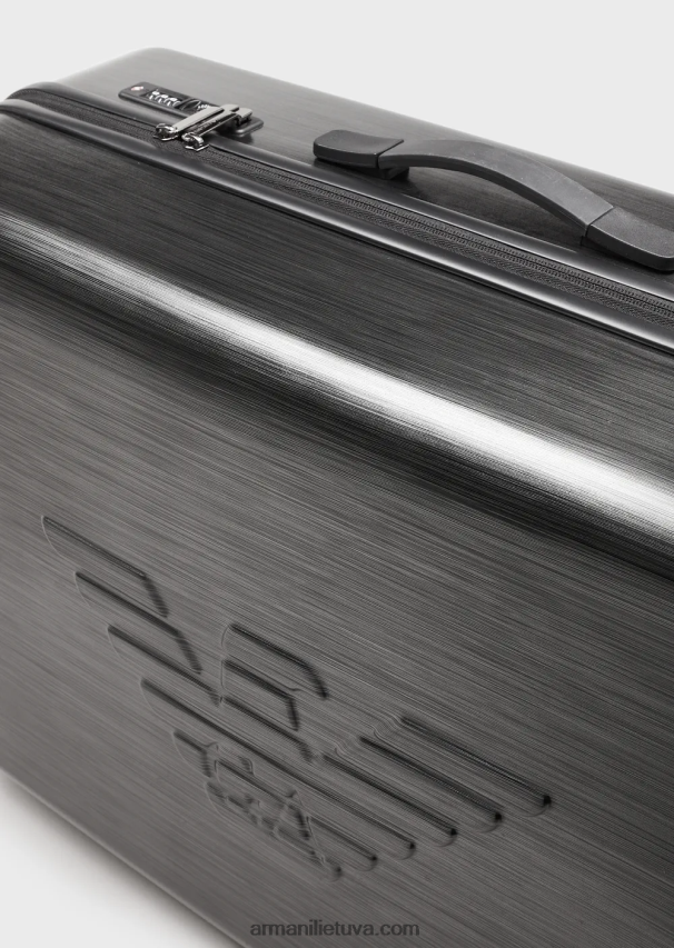 vyrų pilka Armani abs didelis vežimėlio krepšys su dideliu reljefiniu ereliu 02482X1995