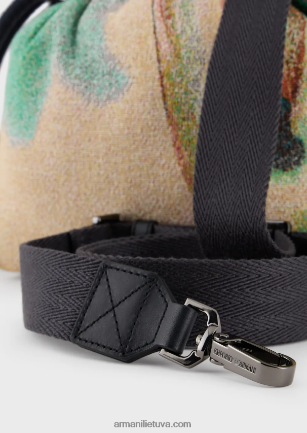 vyrųArmani apverčiamas nailoninis mini skersinis krepšys su delno atspaudu 02482X1987