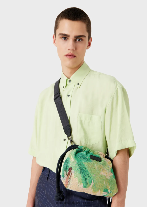 vyrųArmani apverčiamas nailoninis mini skersinis krepšys su delno atspaudu 02482X1987