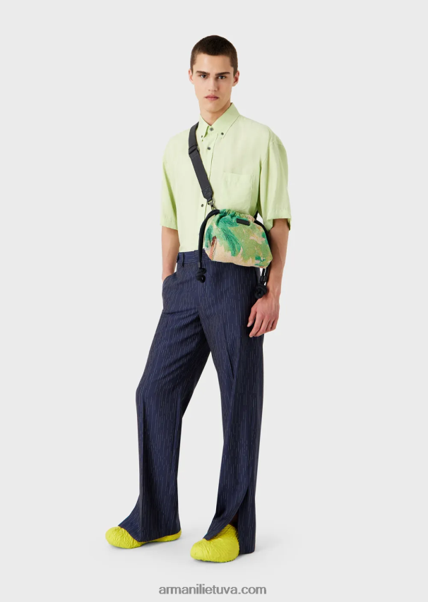 vyrųArmani apverčiamas nailoninis mini skersinis krepšys su delno atspaudu 02482X1987