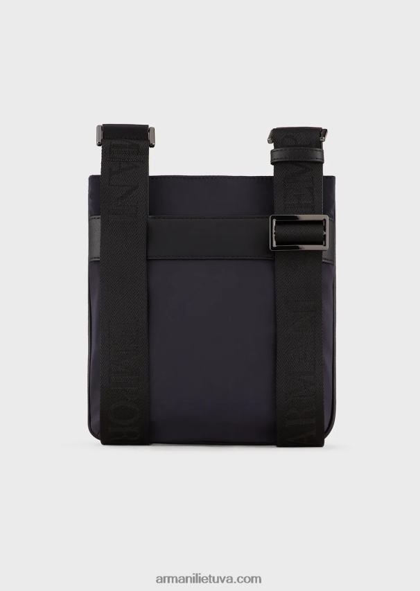 vyrųArmani plokščias žakardo nailono krepšys ant pečių su firminiu logotipu 02482X1982