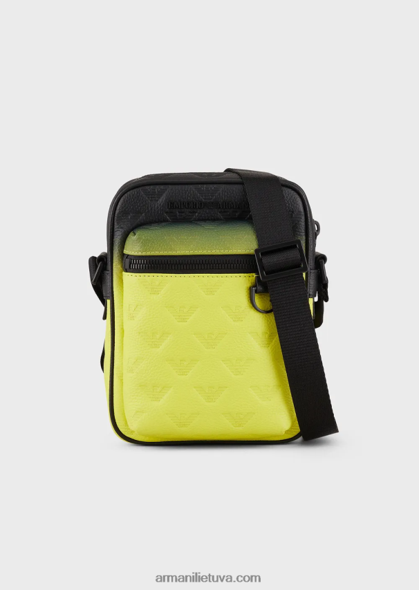 vyrų modelis Armani gradiento odinis kryžminis krepšys su reljefiniu ereliu 02482X1978