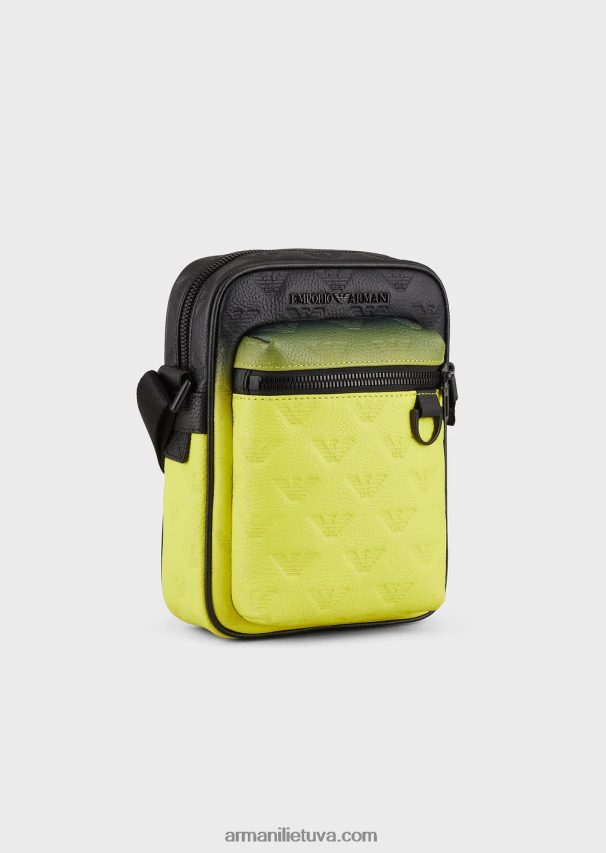 vyrų modelis Armani gradiento odinis kryžminis krepšys su reljefiniu ereliu 02482X1978