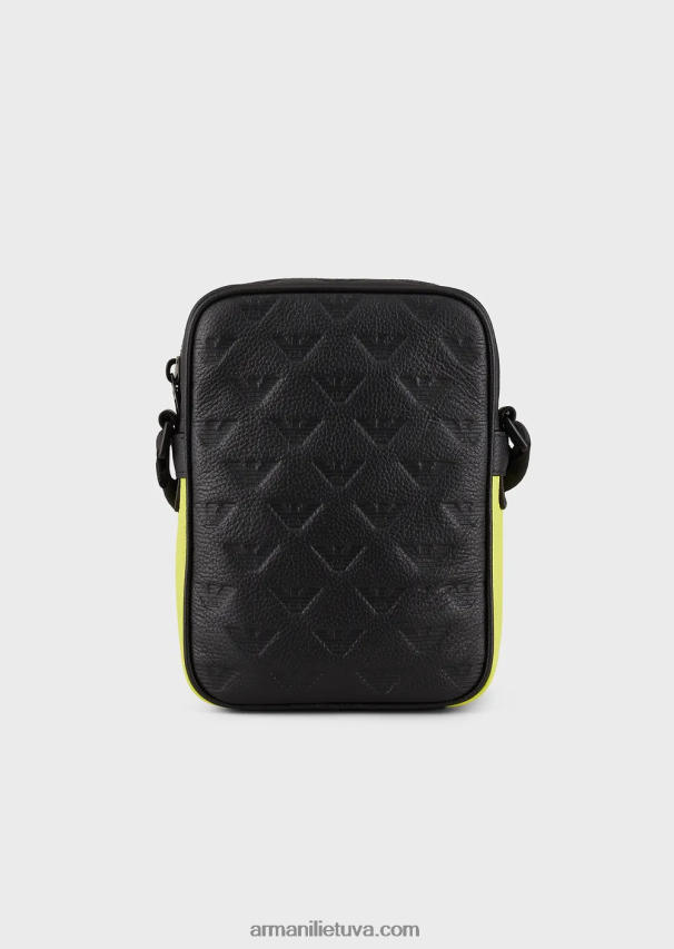 vyrų modelis Armani gradiento odinis kryžminis krepšys su reljefiniu ereliu 02482X1978