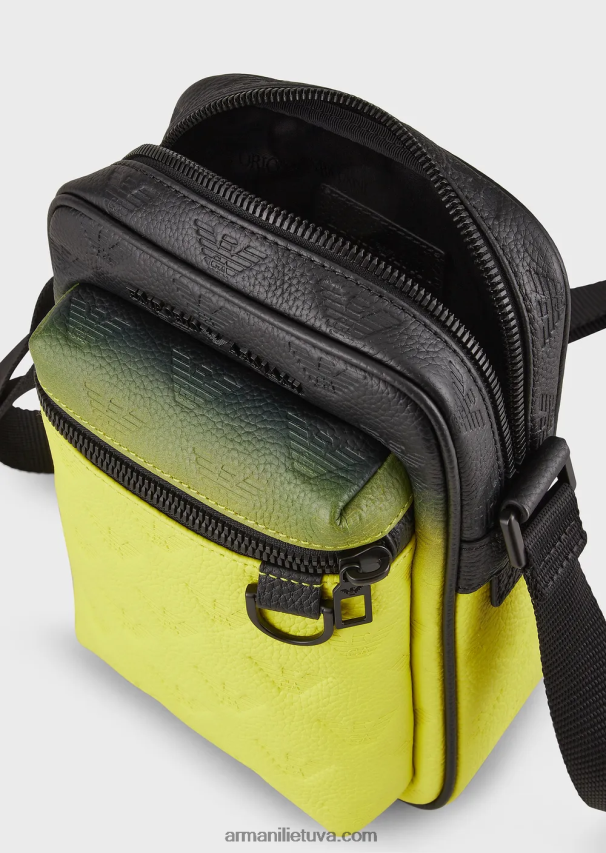 vyrų modelis Armani gradiento odinis kryžminis krepšys su reljefiniu ereliu 02482X1978