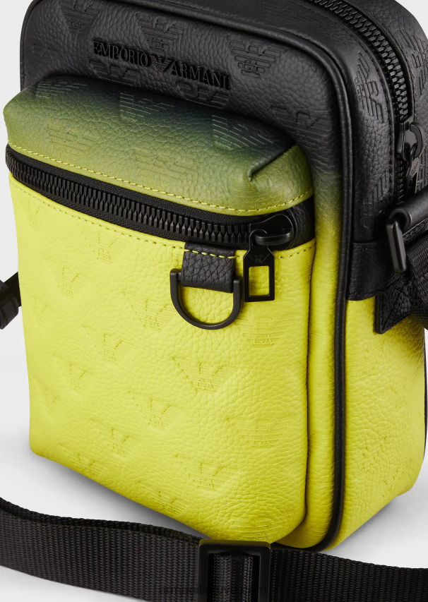 vyrų modelis Armani gradiento odinis kryžminis krepšys su reljefiniu ereliu 02482X1978