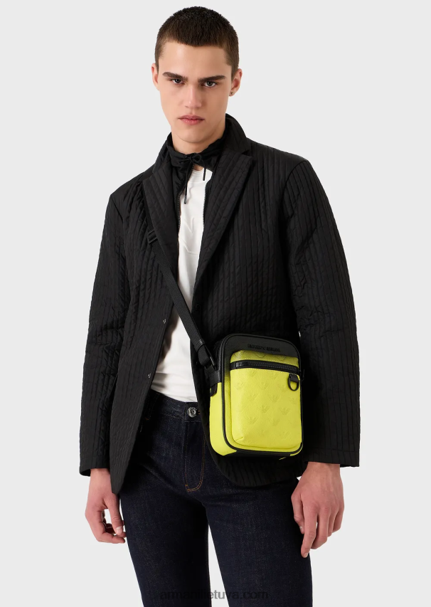 vyrų modelis Armani gradiento odinis kryžminis krepšys su reljefiniu ereliu 02482X1978