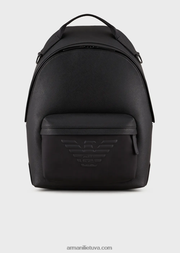 vyrųArmani saffiano raštu regeneruotos odos apvali kuprinė 02482X1964