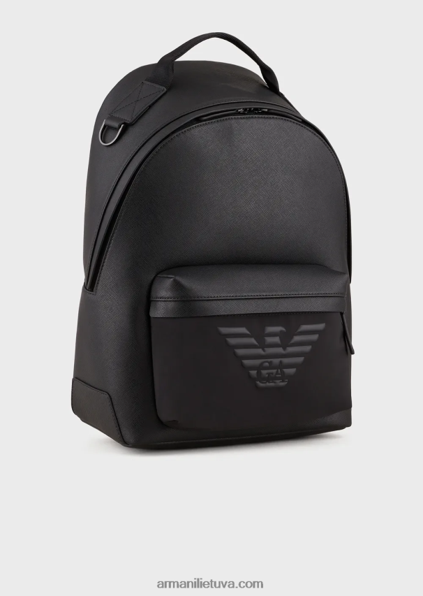 vyrųArmani saffiano raštu regeneruotos odos apvali kuprinė 02482X1964