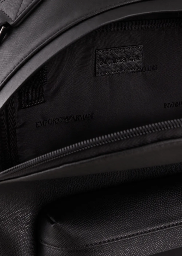 vyrųArmani saffiano raštu regeneruotos odos apvali kuprinė 02482X1964