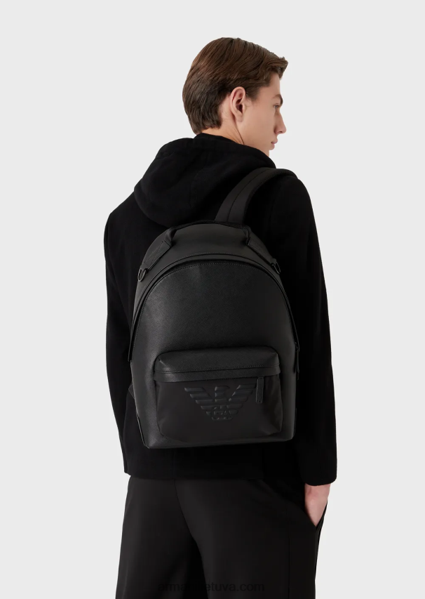 vyrųArmani saffiano raštu regeneruotos odos apvali kuprinė 02482X1964