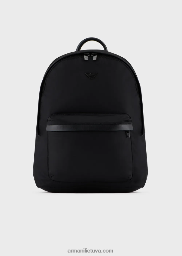 vyrų juodas Armani perdirbto nailono kuprinė 02482X1956