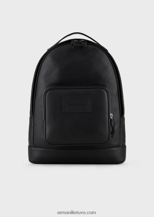 vyrų juodas Armani sulenkta odinė kuprinė 02482X1947