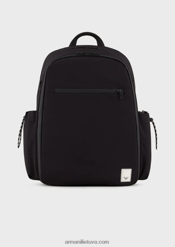 vyrų juodas logotipas Armani Vandeniui atspari nailono kuprinė kelionėms 02482X1959