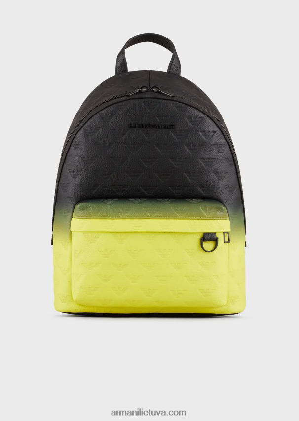 vyrų modelis Armani gradiento odinė kuprinė su reljefiniu ereliu 02482X1953