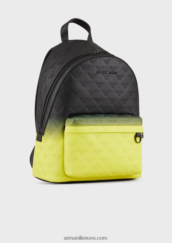 vyrų modelis Armani gradiento odinė kuprinė su reljefiniu ereliu 02482X1953