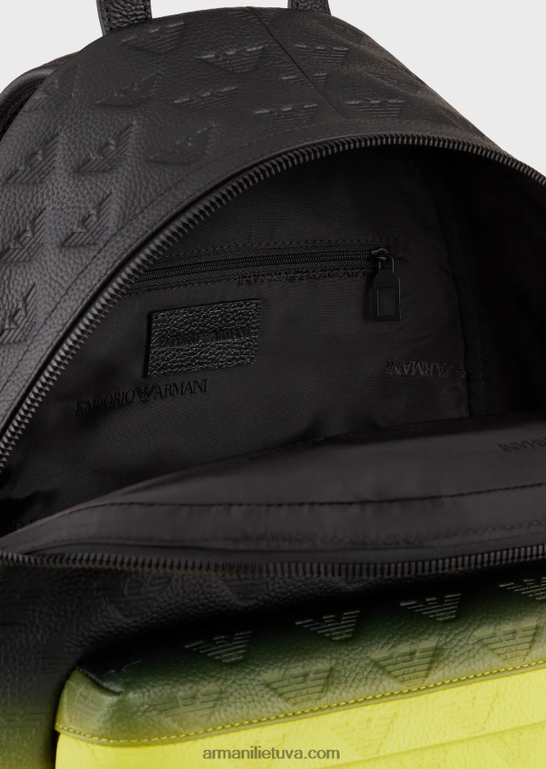 vyrų modelis Armani gradiento odinė kuprinė su reljefiniu ereliu 02482X1953