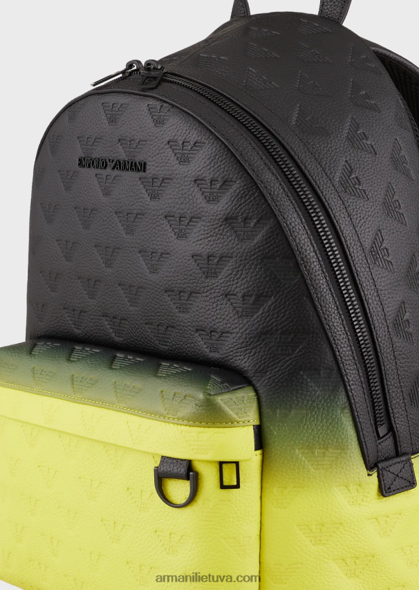 vyrų modelis Armani gradiento odinė kuprinė su reljefiniu ereliu 02482X1953