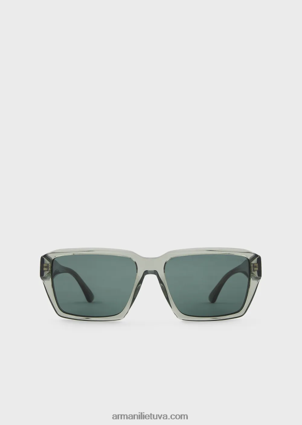 vyrų žalias Armani stačiakampiai saulės akiniai 02482X2367