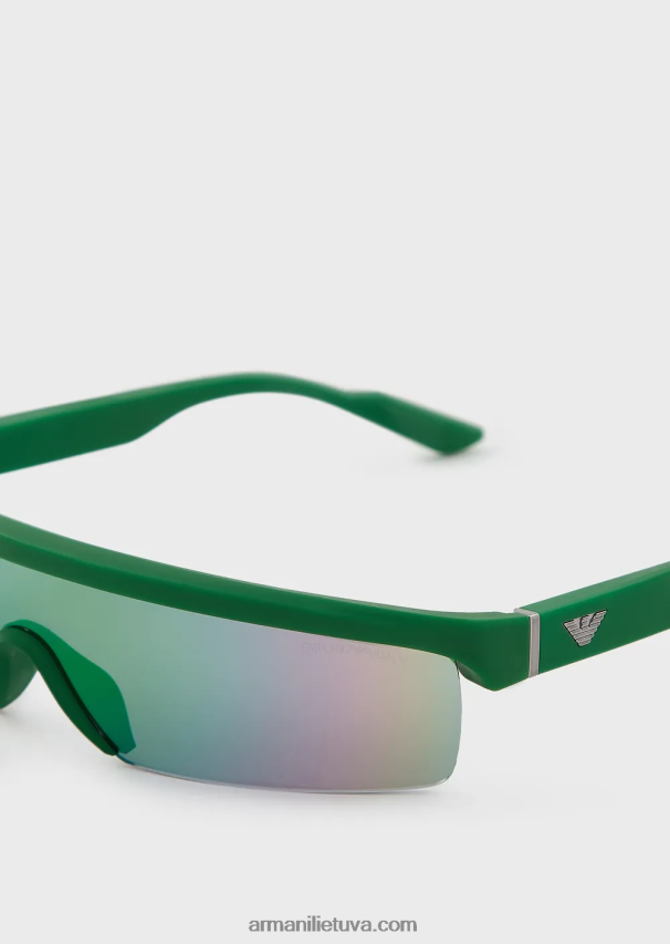 vyrų žalias Armani stačiakampiai saulės akiniai su keičiamais lęšiais 02482X2362