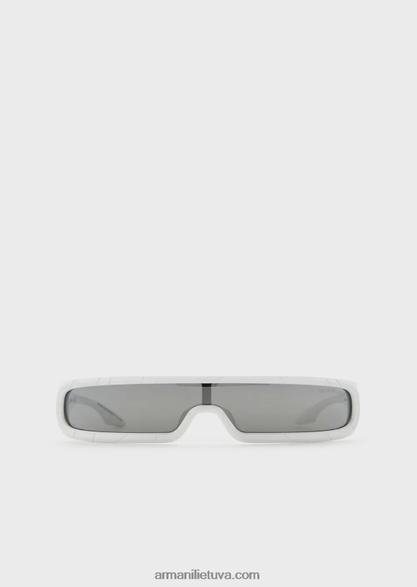 vyrų baltas Armani stačiakampiai saulės akiniai 02482X2262
