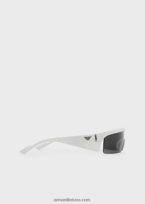 vyrų baltas Armani stačiakampiai saulės akiniai su keičiamais lęšiais 02482X2299