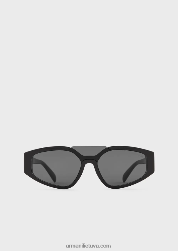 vyrų juodas Armani netaisyklingos formos saulės akiniai 02482X2264