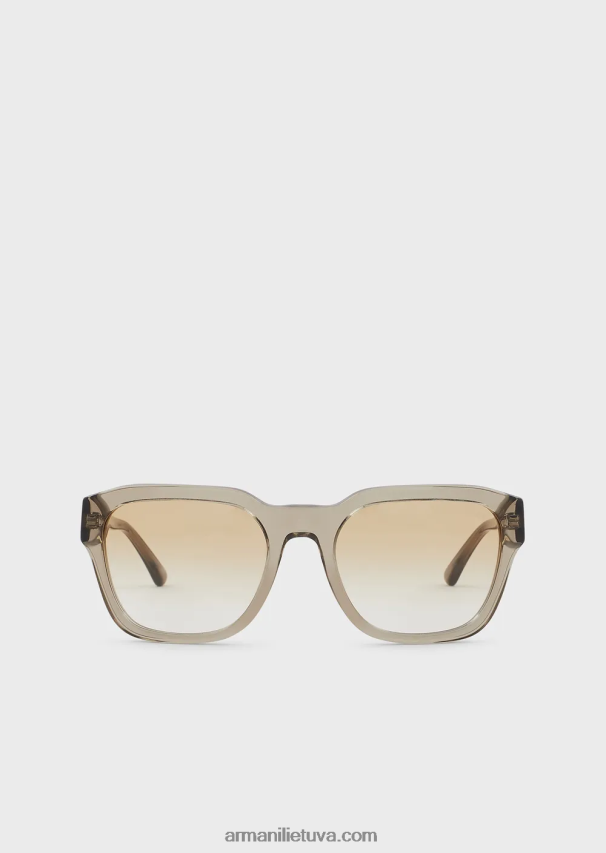 vyrų karinė žalia Armani kvadratiniai akiniai nuo saulės 02482X2347