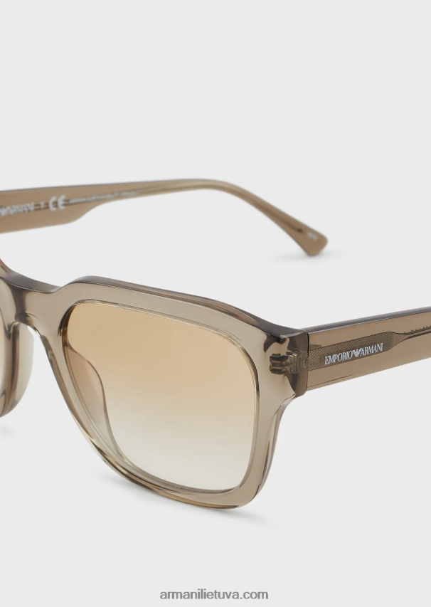 vyrų karinė žalia Armani kvadratiniai akiniai nuo saulės 02482X2347