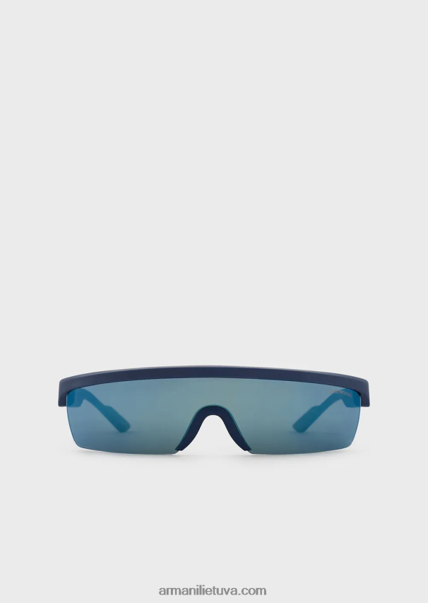 vyrų mėlyna Armani stačiakampiai saulės akiniai su keičiamais lęšiais 02482X2349