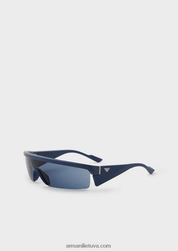 vyrų mėlyna Armani stačiakampiai saulės akiniai su keičiamais lęšiais 02482X2349