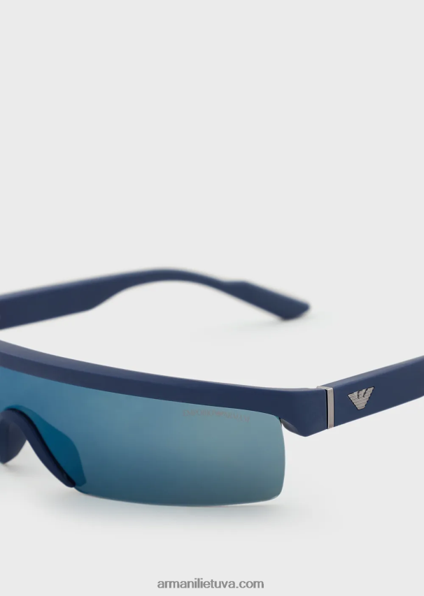 vyrų mėlyna Armani stačiakampiai saulės akiniai su keičiamais lęšiais 02482X2349