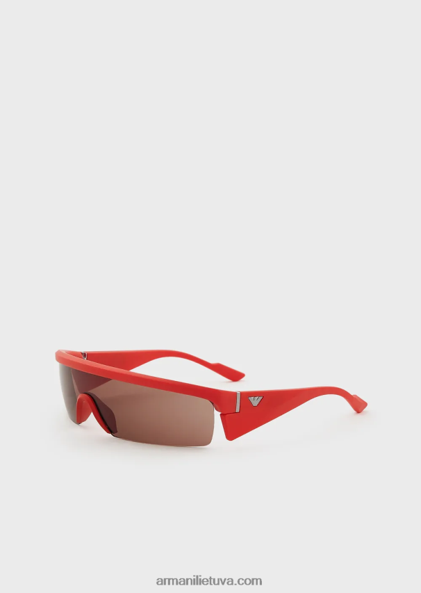 vyrų oranžinė Armani stačiakampiai saulės akiniai su keičiamais lęšiais 02482X2276