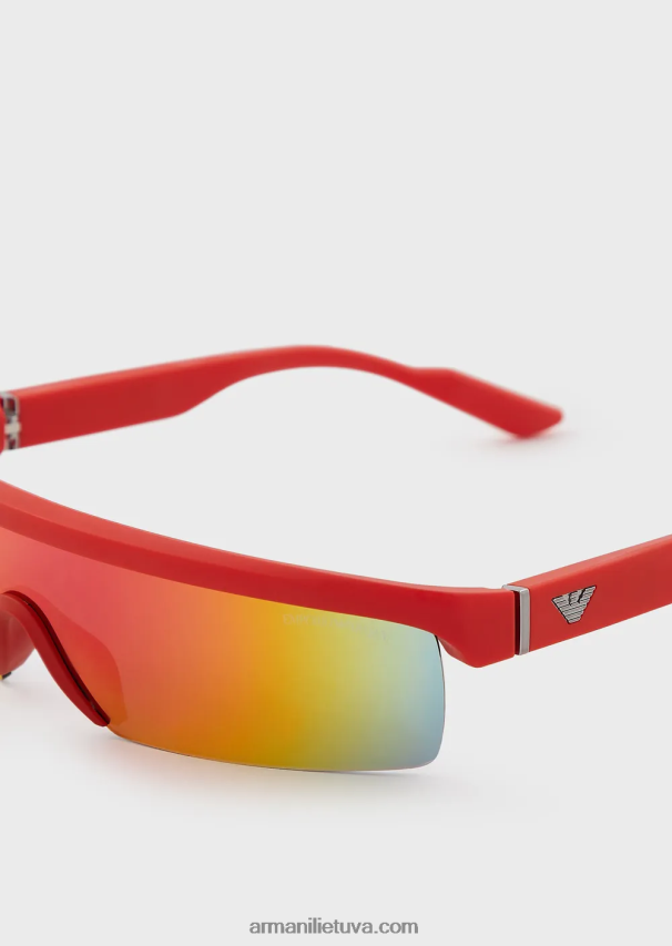 vyrų oranžinė Armani stačiakampiai saulės akiniai su keičiamais lęšiais 02482X2276