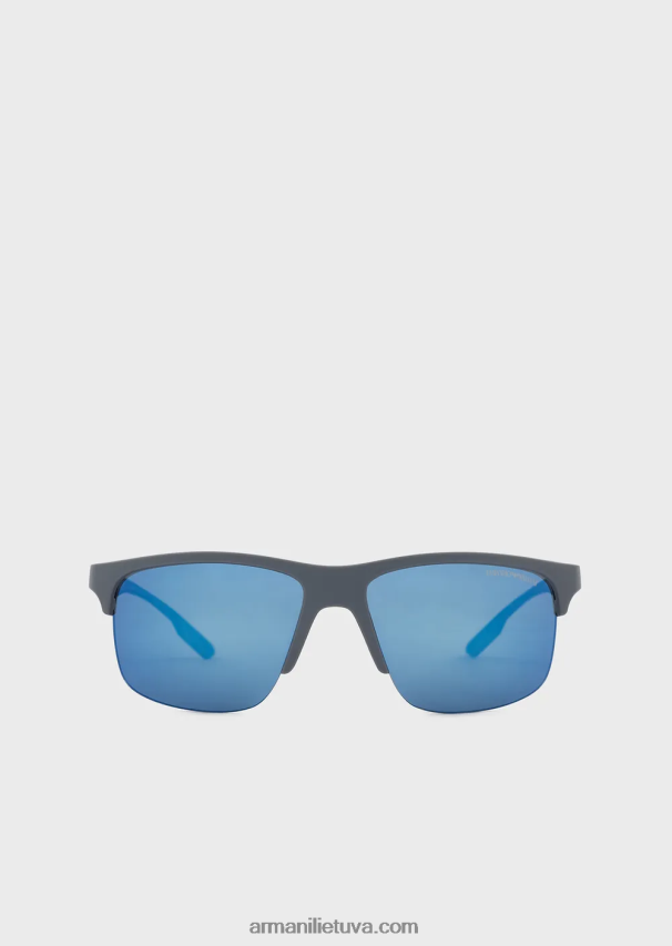 vyrų pilka Armani stačiakampiai saulės akiniai 02482X2291